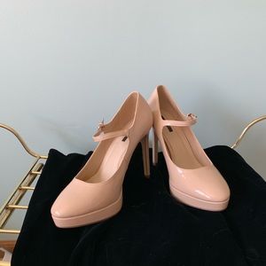 Nude Platform Mary Jane Heels Size 8